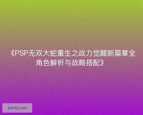 《PSP无双大蛇重生之战力觉醒新篇章全角色解析与战略搭配》